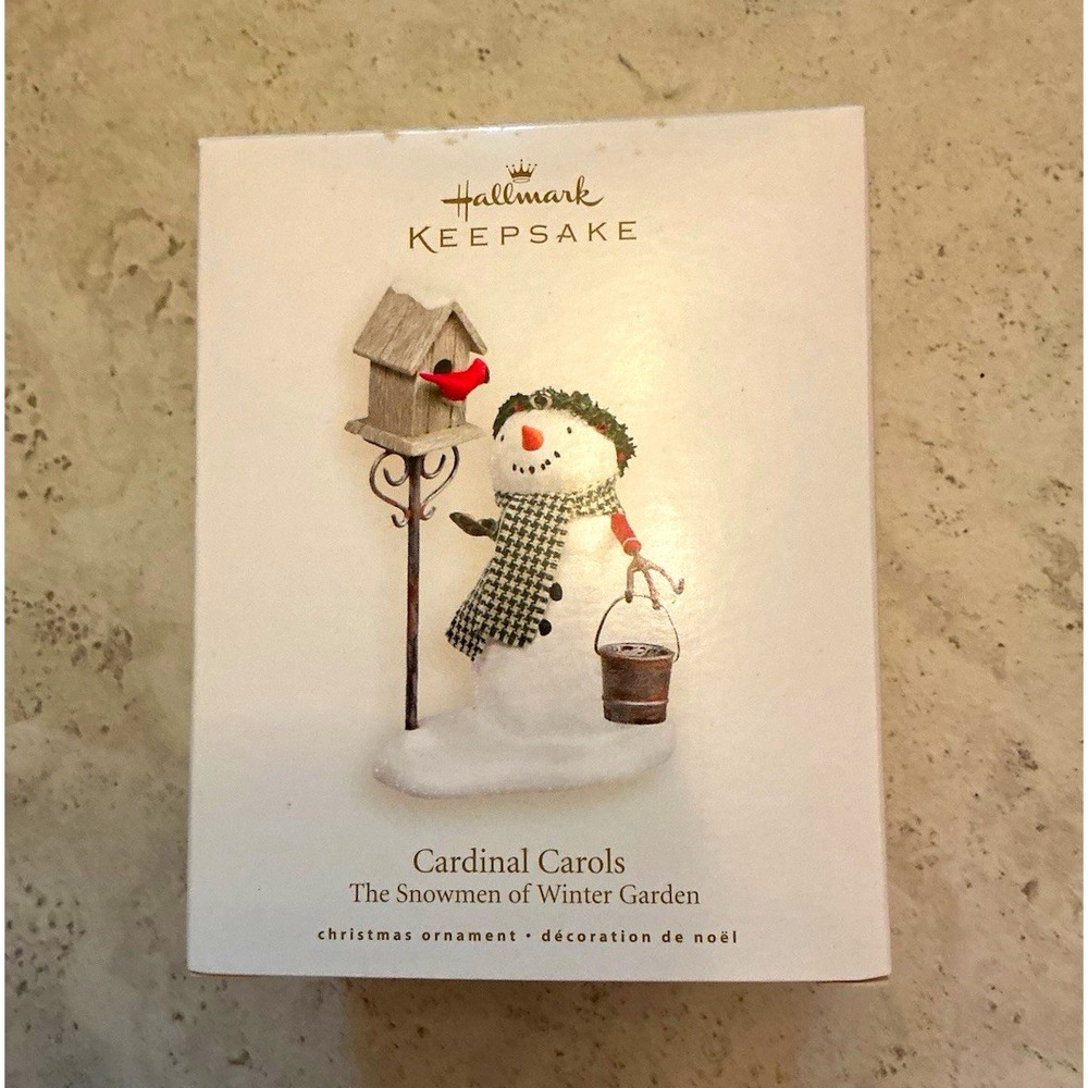Hallmark Keepsake Handcrafted Cardinal Carols Snowmen of Winter Garden 2007